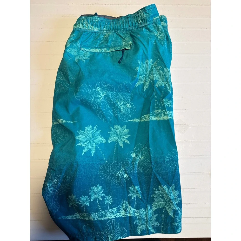 Roundtree & Yorke Swim Trunks Mens XL Teal Tropical Floral NWT‎ Board Shorts